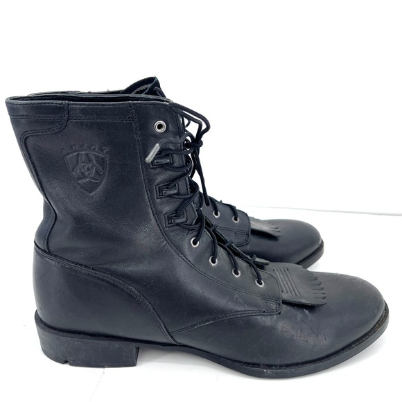 Ariat Heritage Lacer Boots Lace Up Ropers Kiltie Leather Western Womens 11 - Picture 2 of 9